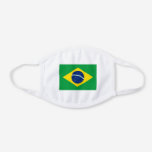 Patriotic Brazil Flag White Cotton Face Mask