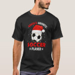 Santas Favorite Soccer Player Funny Christmas Boy  T-Shirt