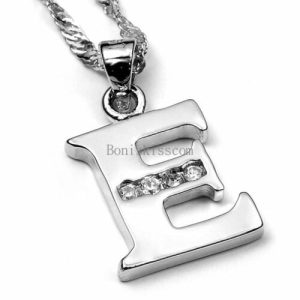 Silver Tone Alphabet Initial Letter Charm Pendant Necklace Birthday Gift ( A-Z)