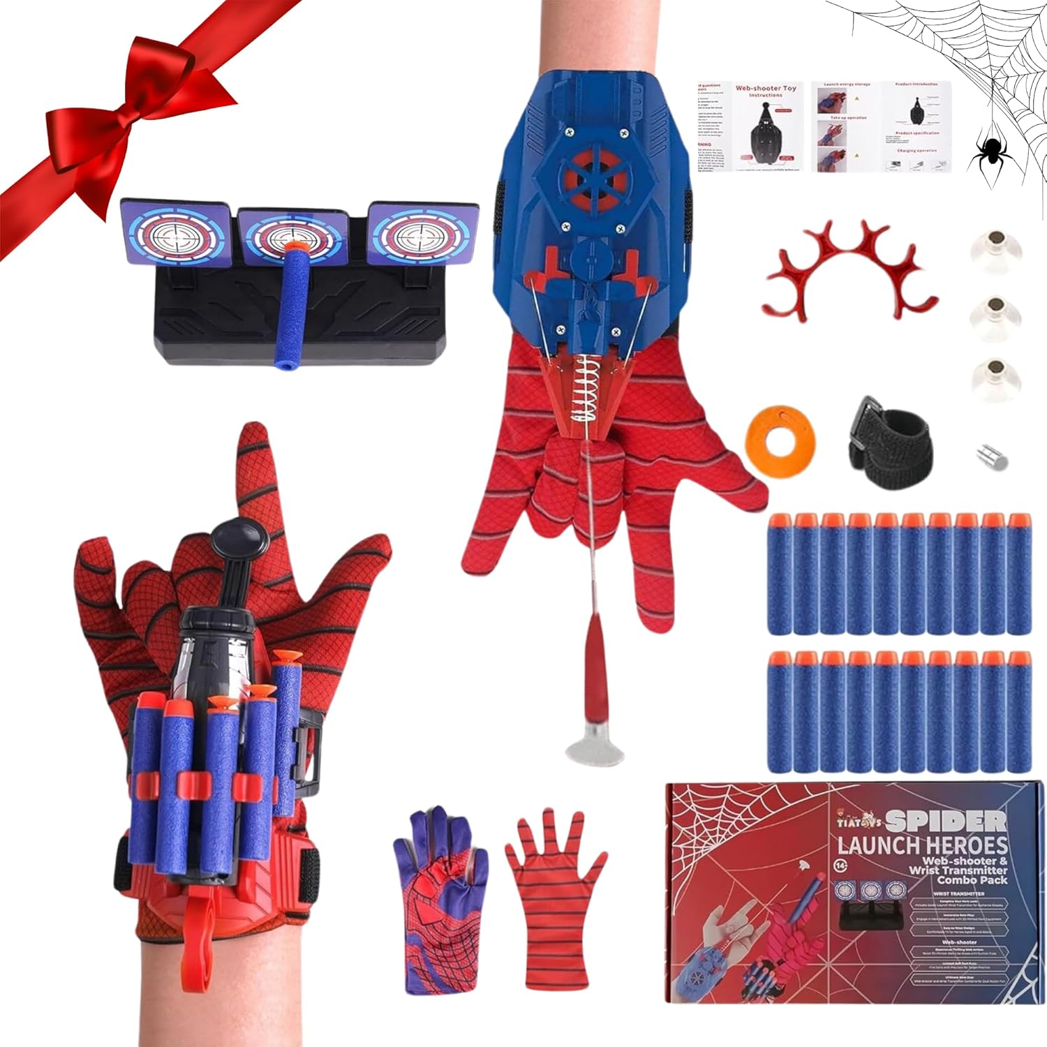 Spider Web Shooter and Dart Blaster Set – Outdoor Fun for Bo…