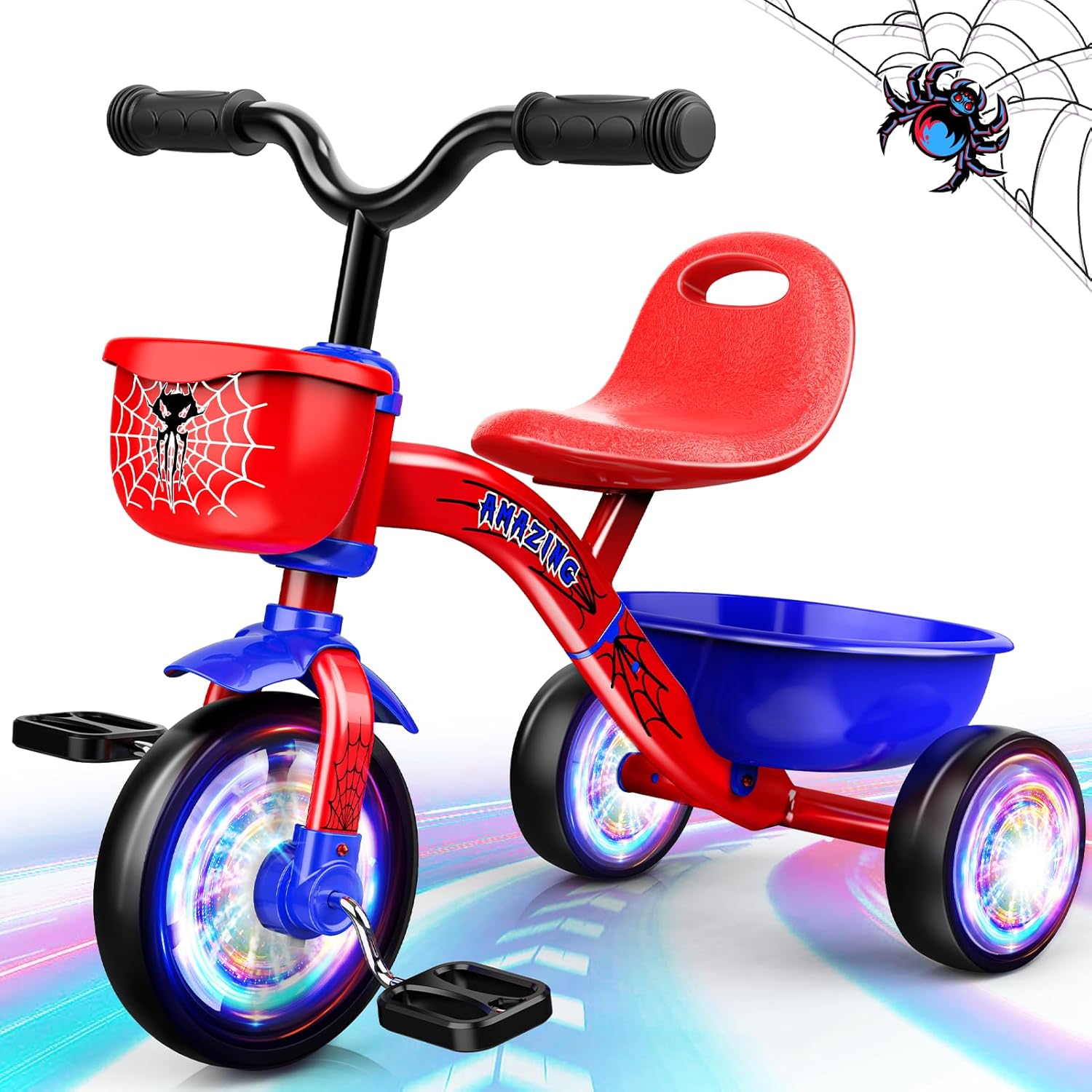 Tricycle for Toddlers 1-3 3-5 Year Olds, Spider Toddler Bike…